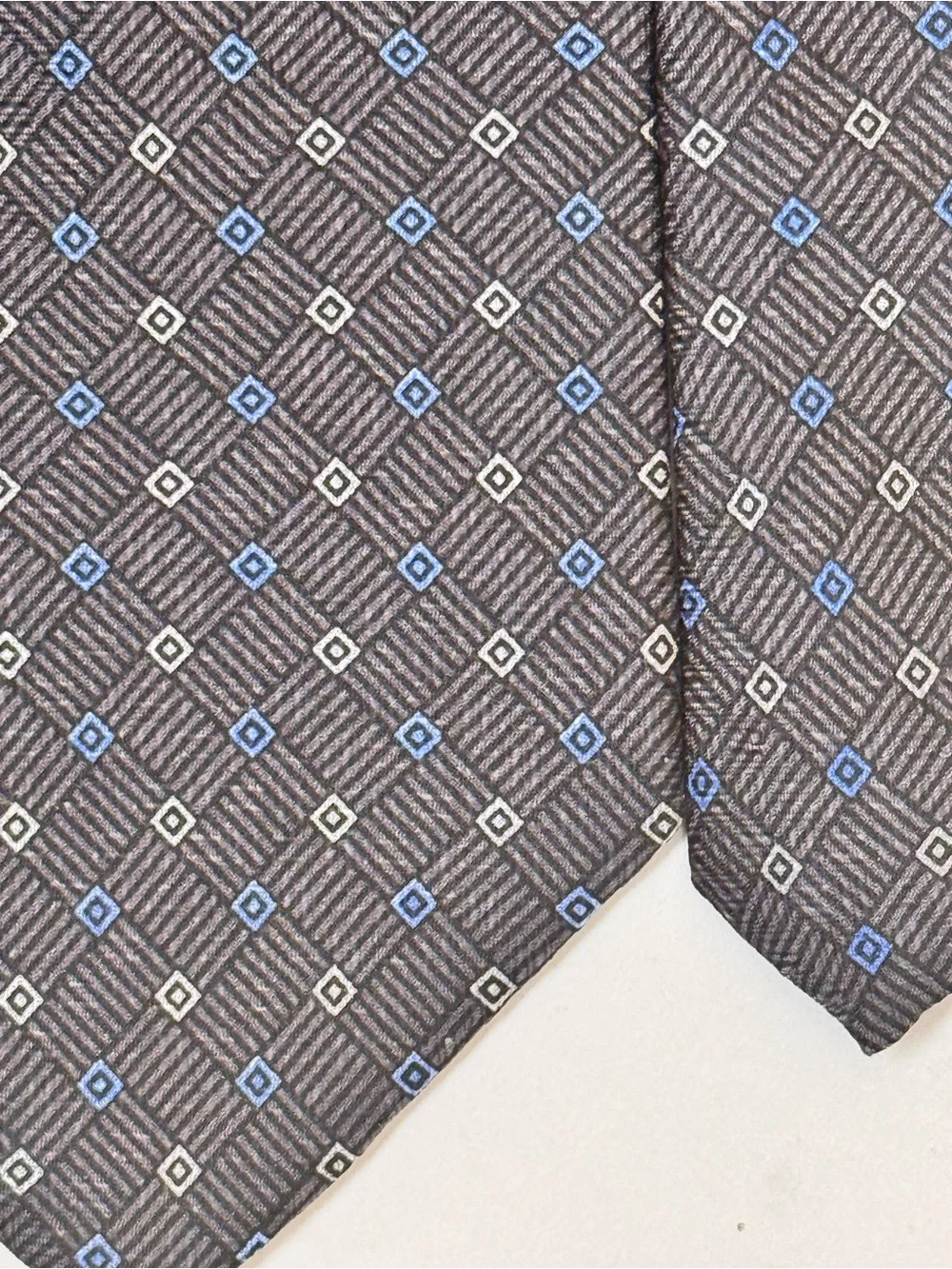 RBM Collection Men's Necktie Classic Black Geometric Silk Tie with Blue Accents